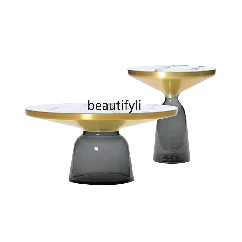 

Nordic Glass Coffee Table Living Room Fashion Side Table Combination Personalized Color Creative Small round Side Table