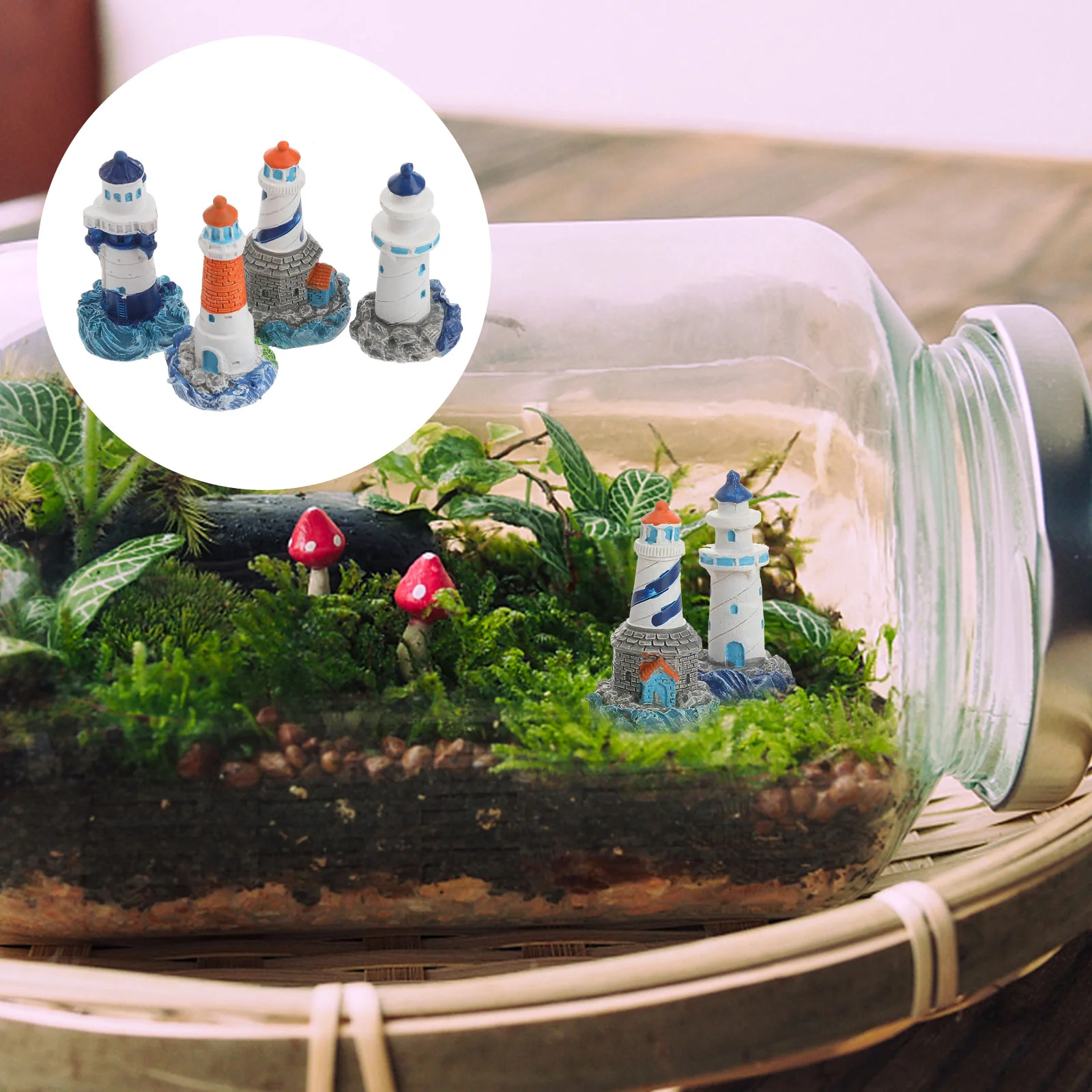 15 figurine in miniatura per faro in resina, ornamenti paesaggistici