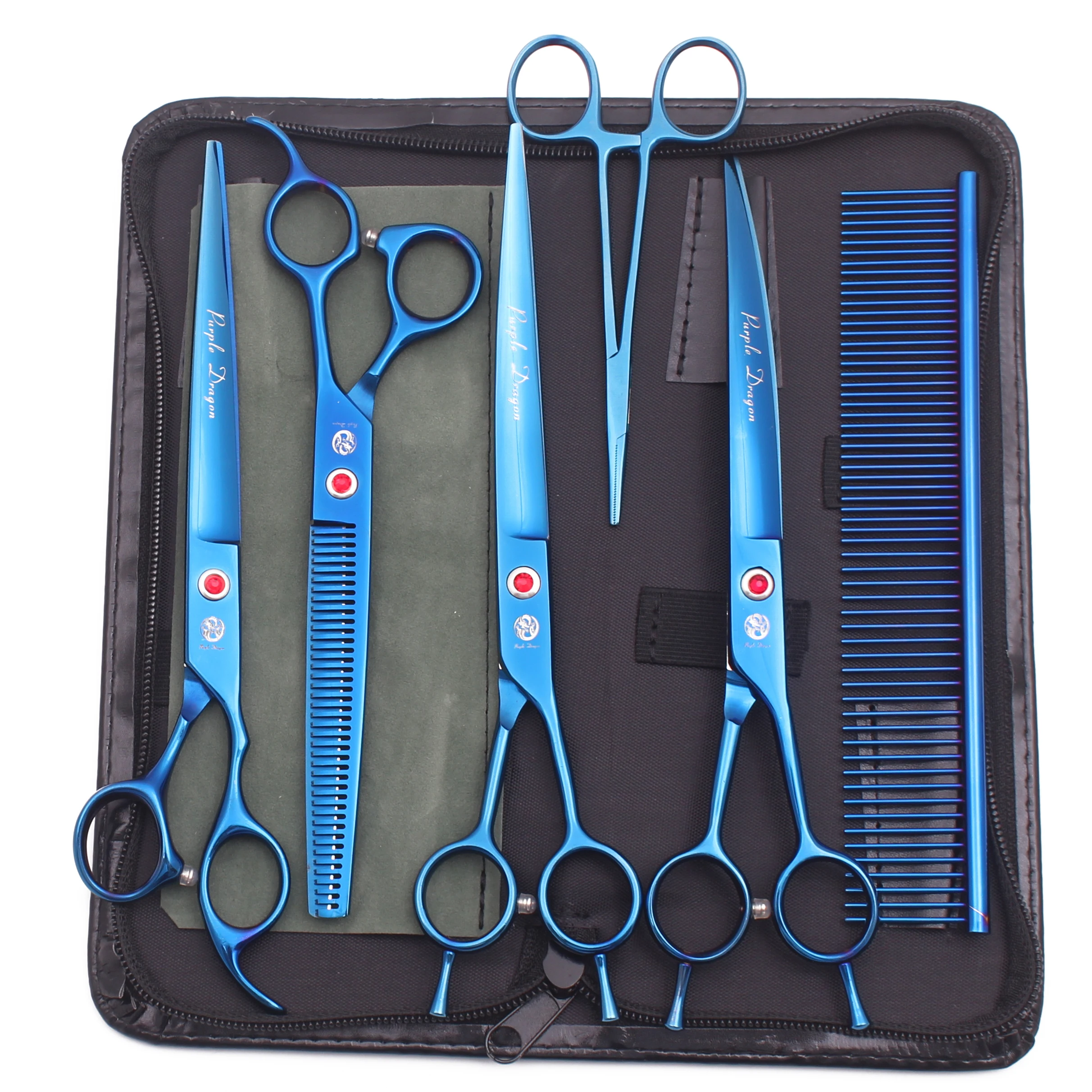 Purple Dragon 8 Inch Dog Grooming Scissors Thinning Shears Professional Cat Pet Scissors Hair Comb Cutting High Quality Z3015-b 4