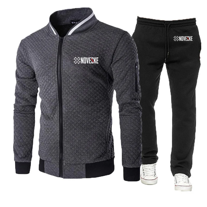 Mens Funny Print Zipper Hoodie and Sports Pants Set
