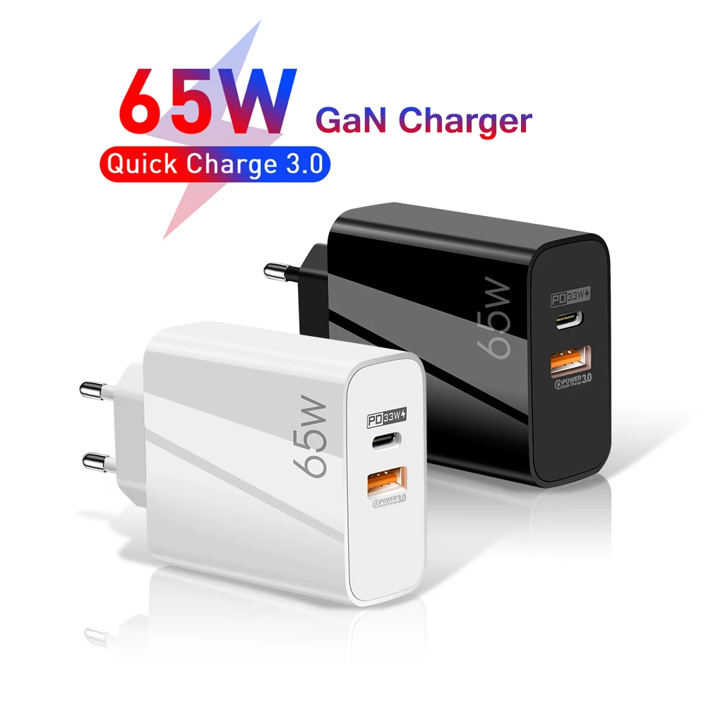 airpods usb c PD 65W GaN Fast Charger Portable Quick Charge QC3.0 USB Type C Charger For MacBook Laptop iPad iPhone 13 12 Pro Max Xiaomi Mi 11 65 watt car charger