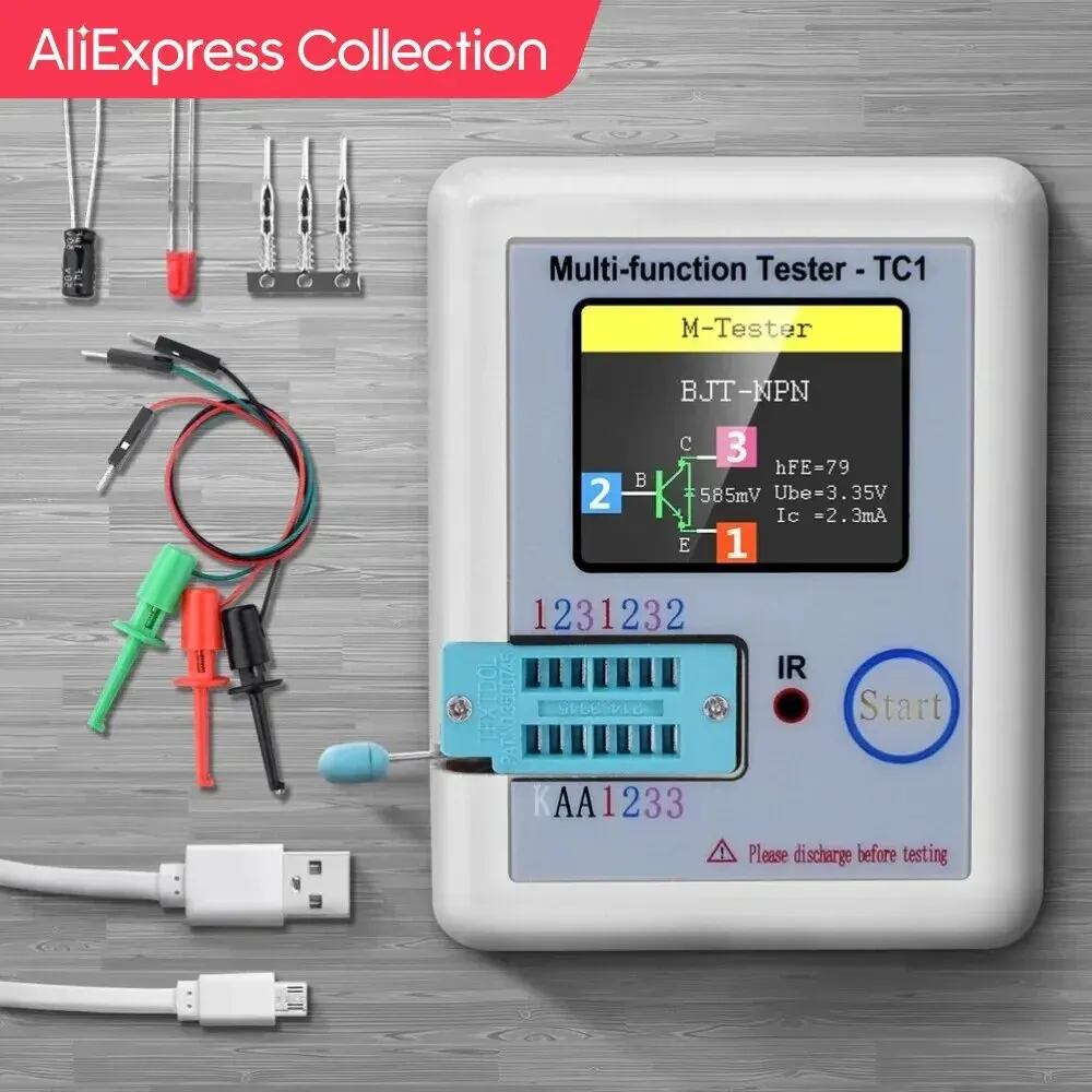 LCR TC1 1.8 Inch TFT LCD Display Multimeter Transistor Tester Diode Triode Capacitor Resistor Test Meter