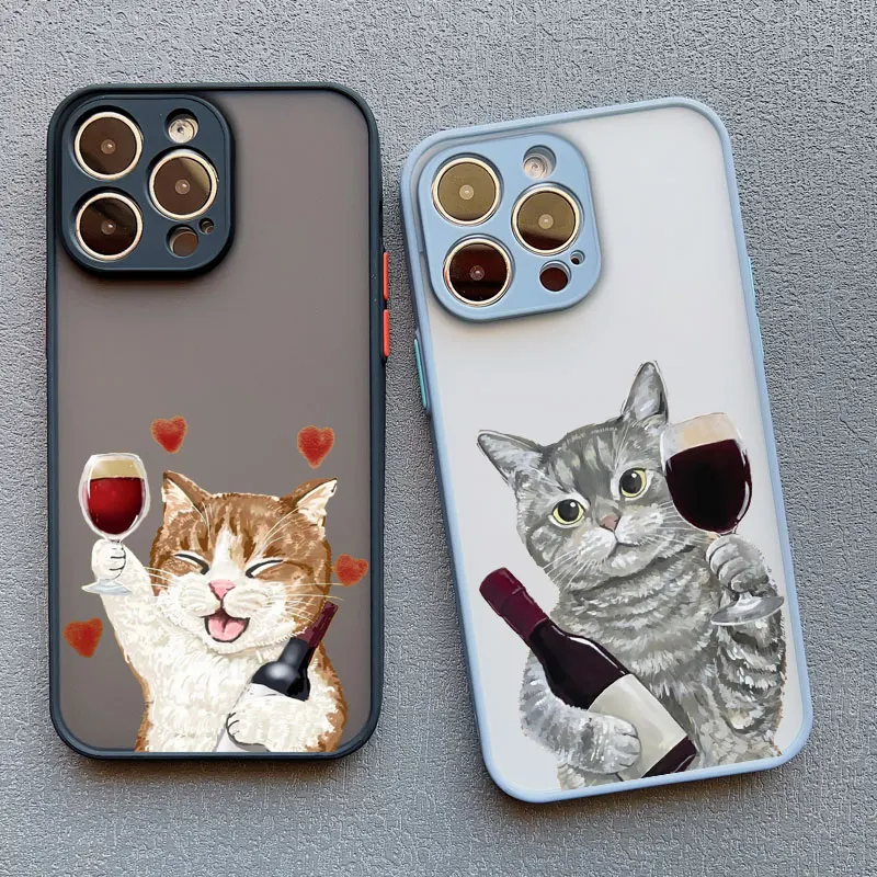 Charming Happy Cat Red Wine Decorative Phone Case