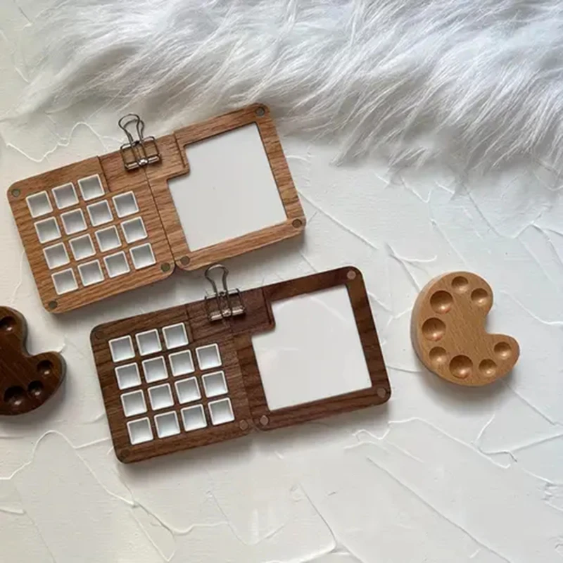 Empty Wooden Watercolor Palette Portable Mini Travel Watercolor Acrylic Paint Box Square Tray Box Art Painting Art Supplies paint tray color palette watercolor palette