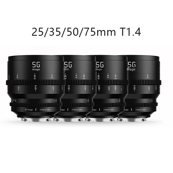 SGimage Full Frame 25mm 35m 50mm 75mm T1.4 Manual Focus Cine lens