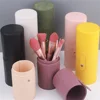 Portable Makeup Brush Bag PU Leather Multi Functional Makeup Brush Storage Bucket Stationery Storage Box Pencil Case 2