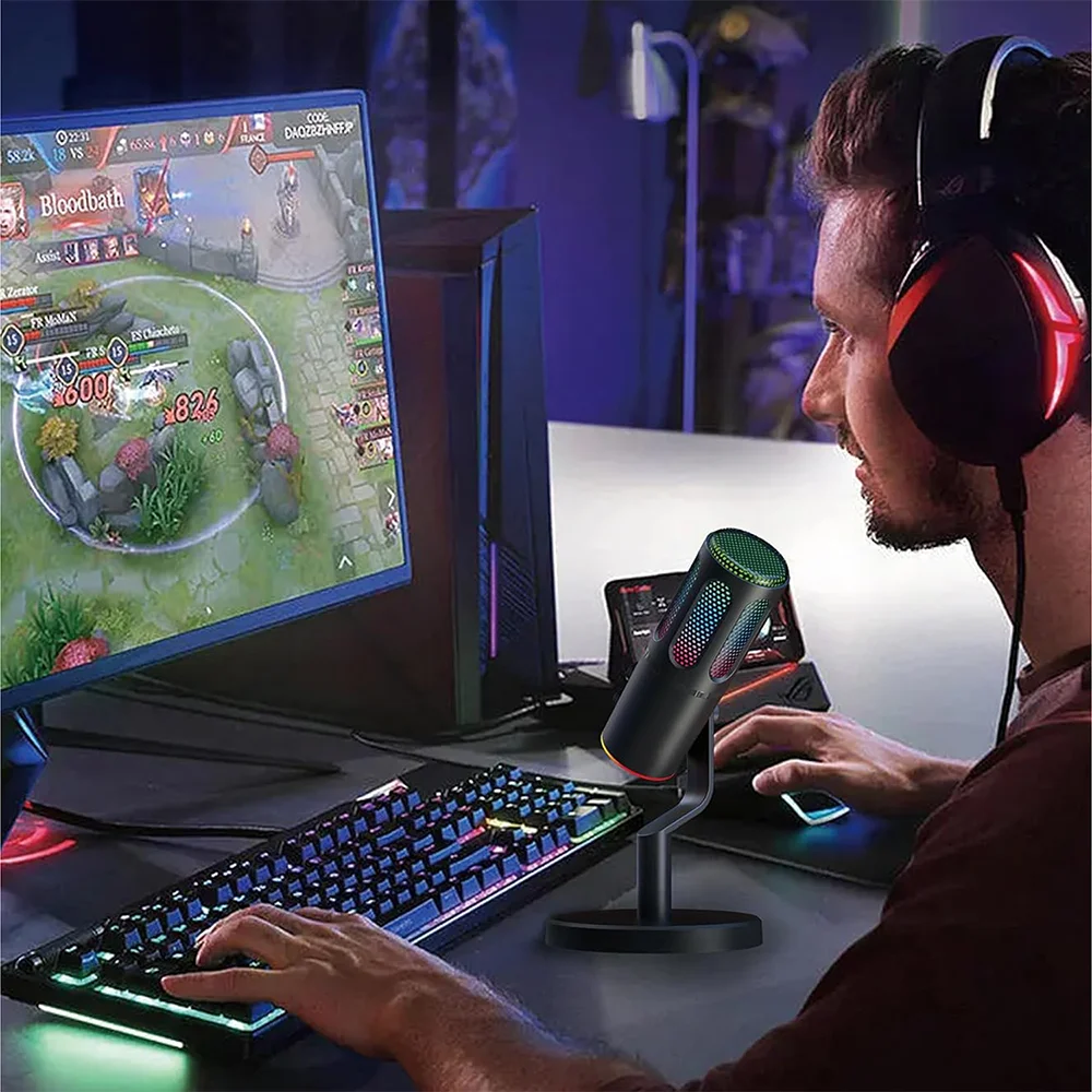 RGB USB 게이밍 마이크, PC, PS4/5, 노트북 스트리밍용 스탠드가 있는 콘덴서 마이크 ? ?