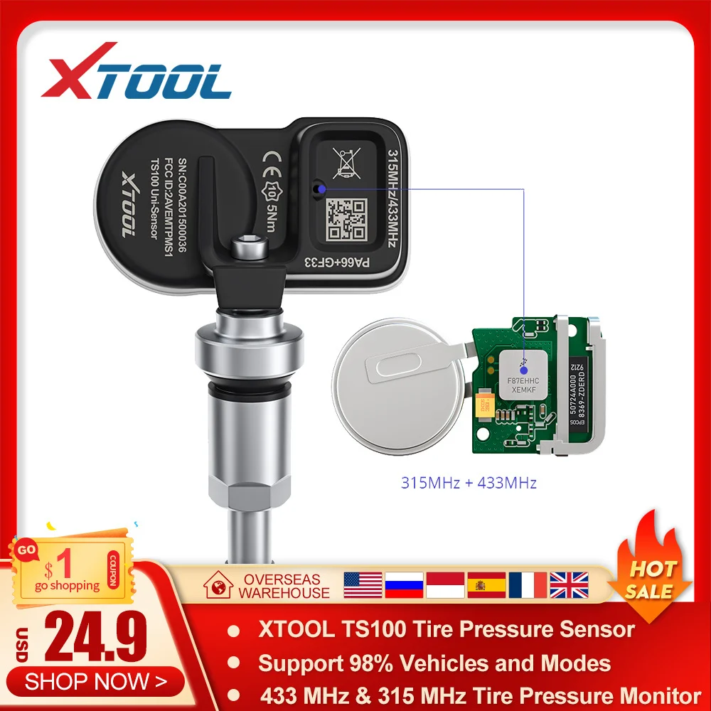 Original Xtool Ts100 Tire Pressure Sensor 433&315mhz Tpms Car Tire