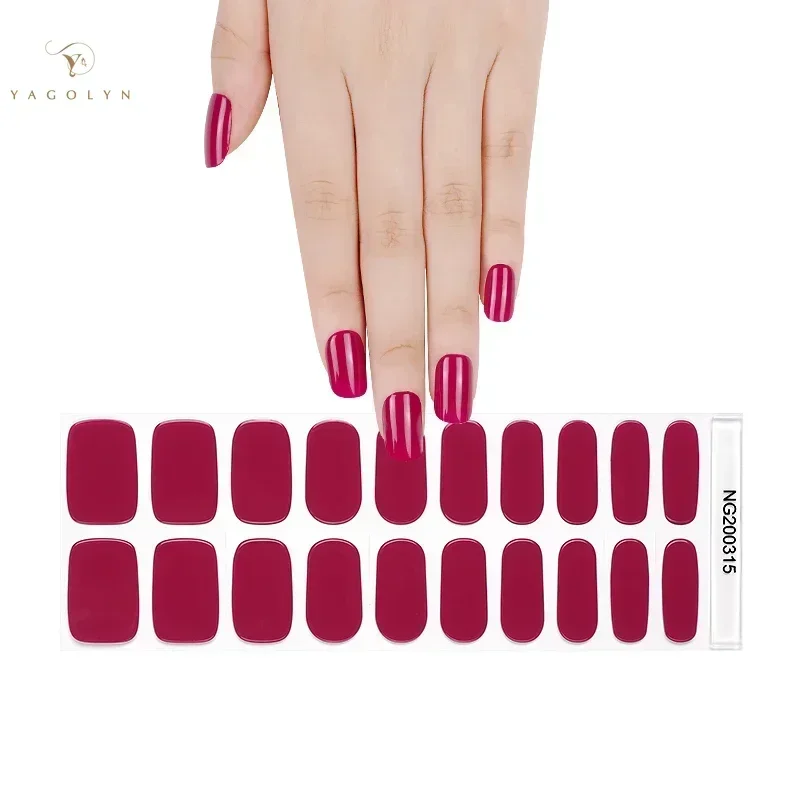 Semi-Cured Gel Nail Patch Adhesive Sliders Full Gel Nail Stickers Nail Decals DIY Manicure Harden In UV Lamp 16/20/22Tips