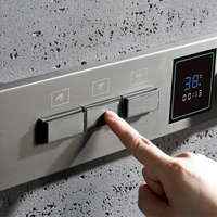 Luxury Bathroom Gunmetal Brass LED Temp Display Shower Sysetem Ceiling- Embedded 2 function Rainfall/waterfall Bath Fixtures 5