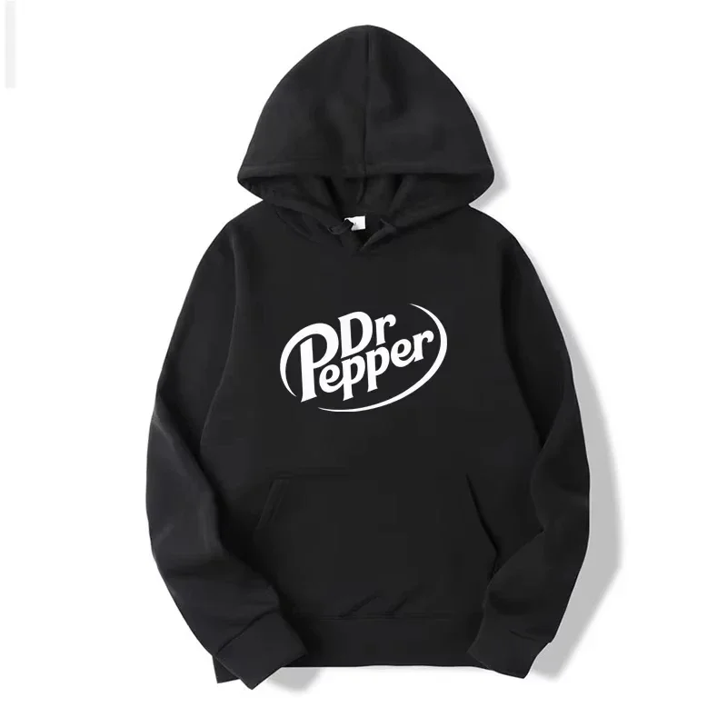 2025 Autumn Warm Dr Pepper Letter Printed Hoodies Street Men Fashion Fleece Sweatshirts Casual Unisex Pullover Tops Fashion Tre