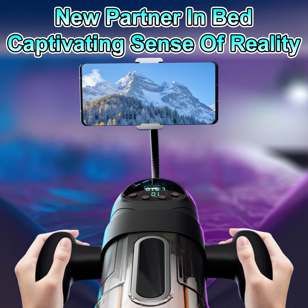 HeartCaptor Electric Telescopic Sucking Vibration Sound Male Intimacy Device with Phone Holder - Details 2