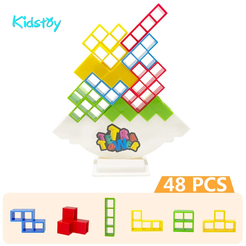 

Kidstoy Tetra Tower Game 48Pcs Shape Building Blocks Balance Stacking Toys ABS Construction Toy Montessori Toy Children Gift