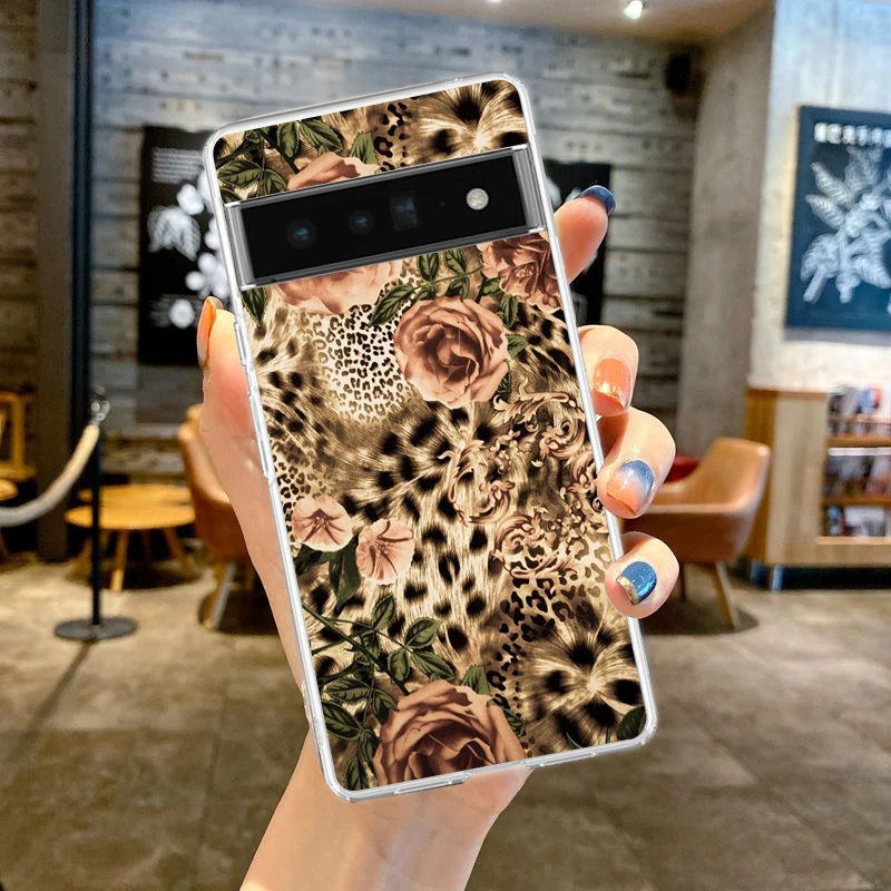 Handy hülle mit Leoparden muster für Google Pixel 8 7 6 5 4 4xl stoß festes Silikon 7a 6a 5a 4a 3a 3axlpro 5g transparente Hülle – Detail 2