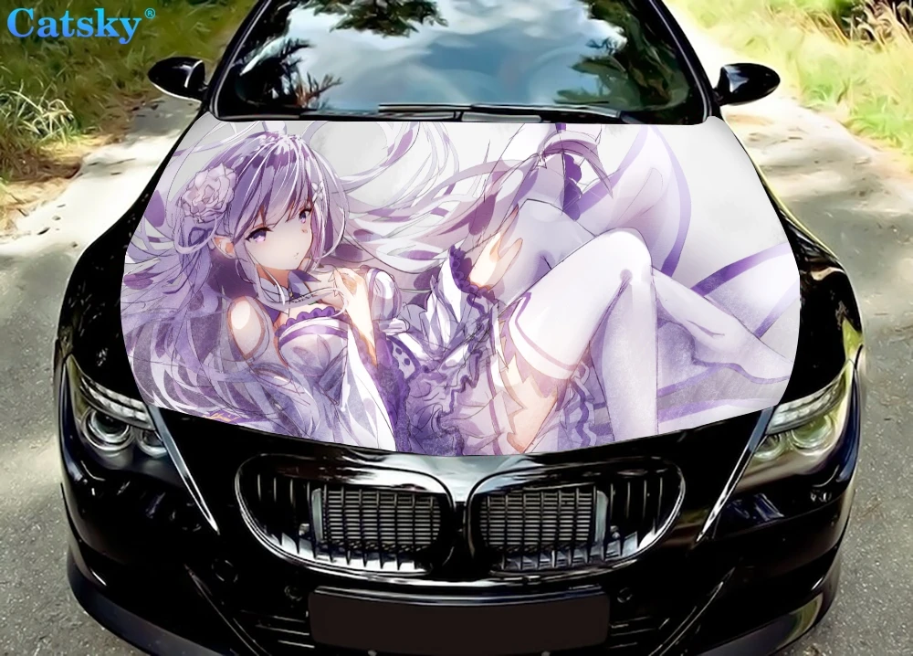 

Anime Re Zero Car Hood Decor Wrap Decal Vinyl Sticker Full Color Graphic Purple Car Full Body Sticker Custom Image Fit Any Car