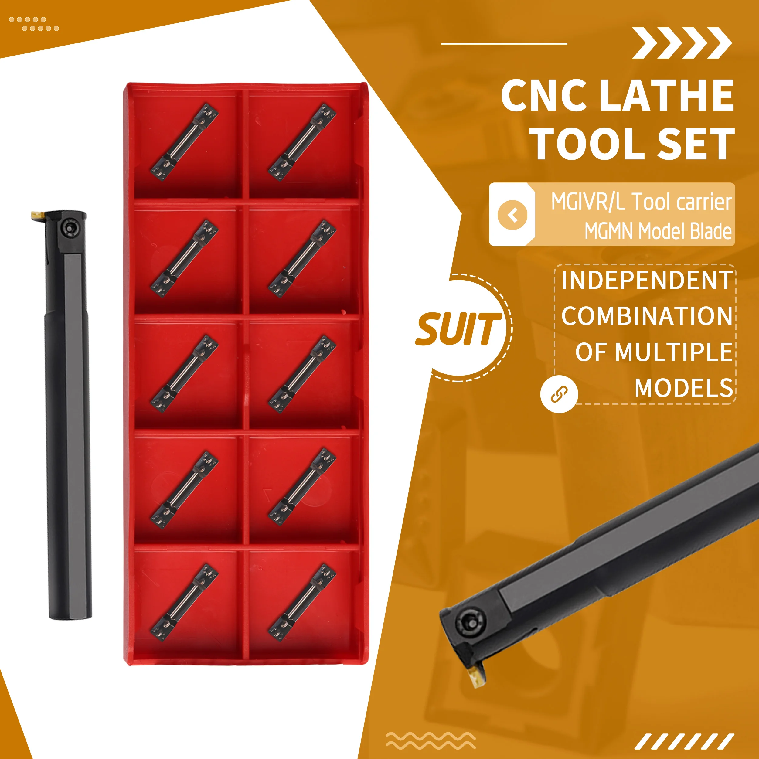 

MGIVR2520 MGIVL2520-2 CNC Lathe Groove Cutting Tool Holder +10Pc MGMN400-M Machine Tools Carbide Blade Seismic long life Durable