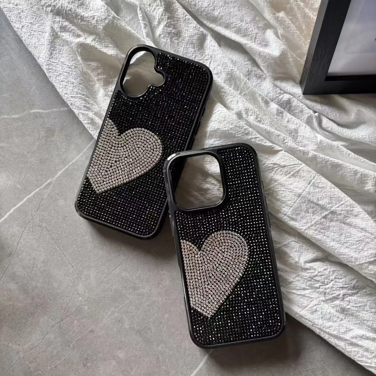 Luxury Full Diamond Heart Pattern Sparkle Soft Phone Case Cover