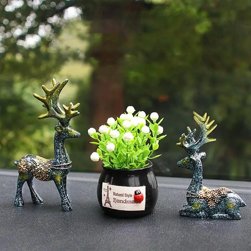 

Deer Car Dashboard Decoration Car Ornament Cute Deer Center Console Potted Plant Dashboard Animals Shelf Decor Ornaments