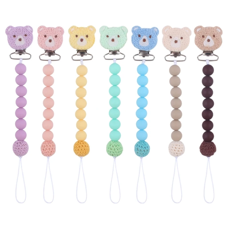 

Silicone Bead Pacifier Chain Cute Bear Dummy Clip Nursing Toy Soother Holder Baby Chew Toy Teether Newborn Shower Gift