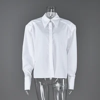 Linad Autumn Elegant White Puff Sleeve Shirt Office Lady Single-Breasted Woman Blouse 2025 Street Chic Turn Down Collar Tops - Image 5