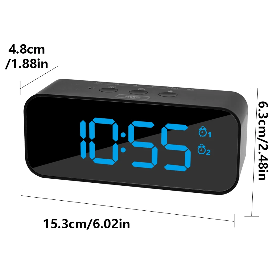1pc new RGB color large screen digital recording clock, can record three kinds of sound alarm, sleep mode, voice control mode, t