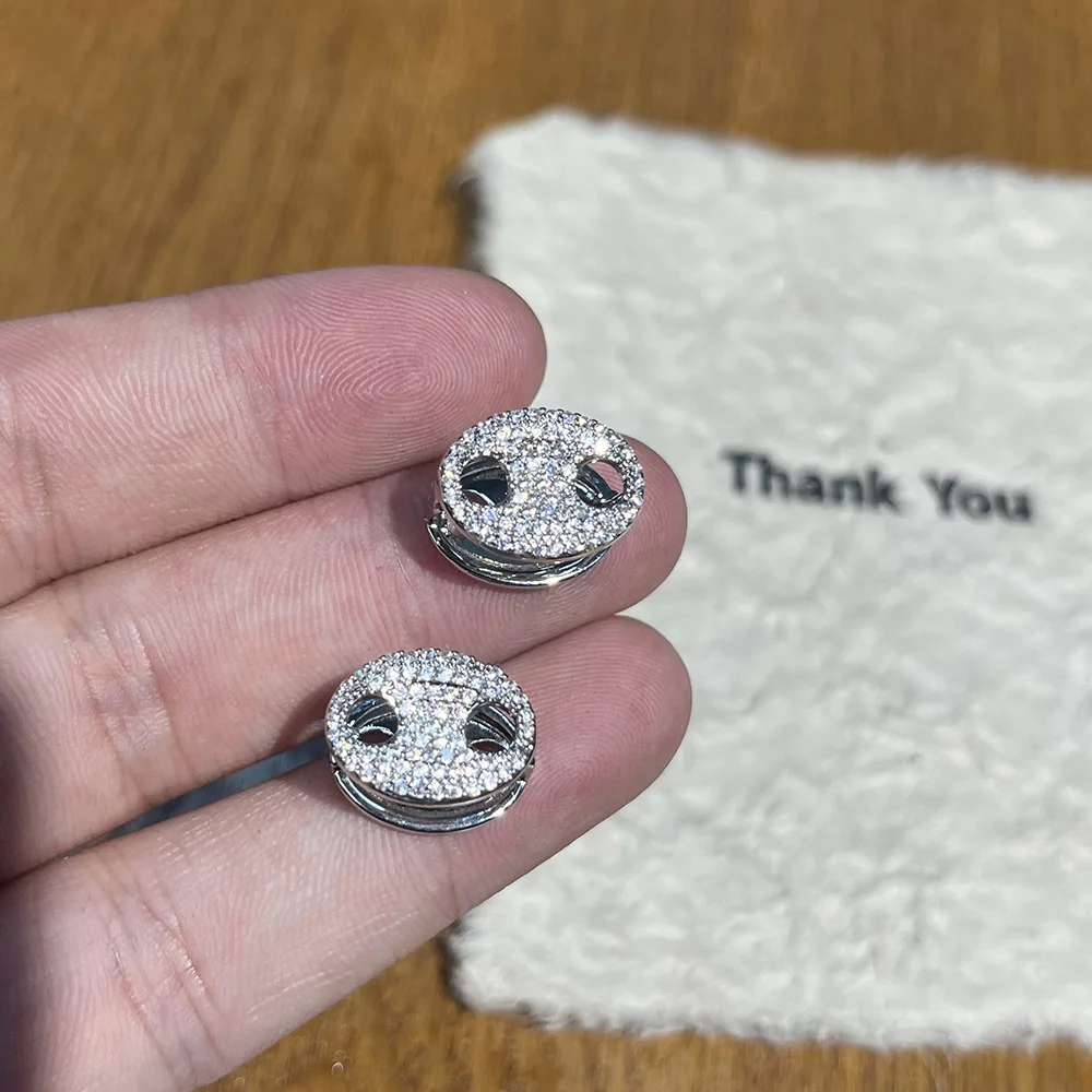 

YOUNGX Light Luxury Pig Nose Zircon Earrings Trend Elegant Shiny Diamond Ear Buckle For Women Jewelry Party Gift