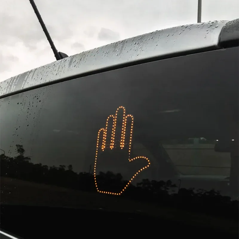 Car LED Gesture Light Car Finger Light With Remote Road Rage Signs Middle Finger  Thumb Hand Lamp Funny Warning Light With Remote For Rear Window