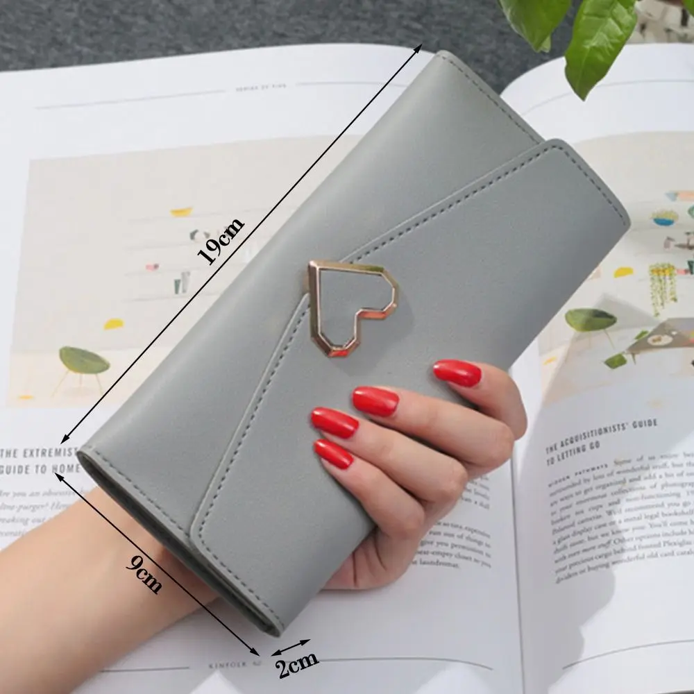 Women Long Wallets Purses Luxury Love Heart Wallets Ladies Girl Money Pocket PU Card Holder Female Phone Clutch Bag