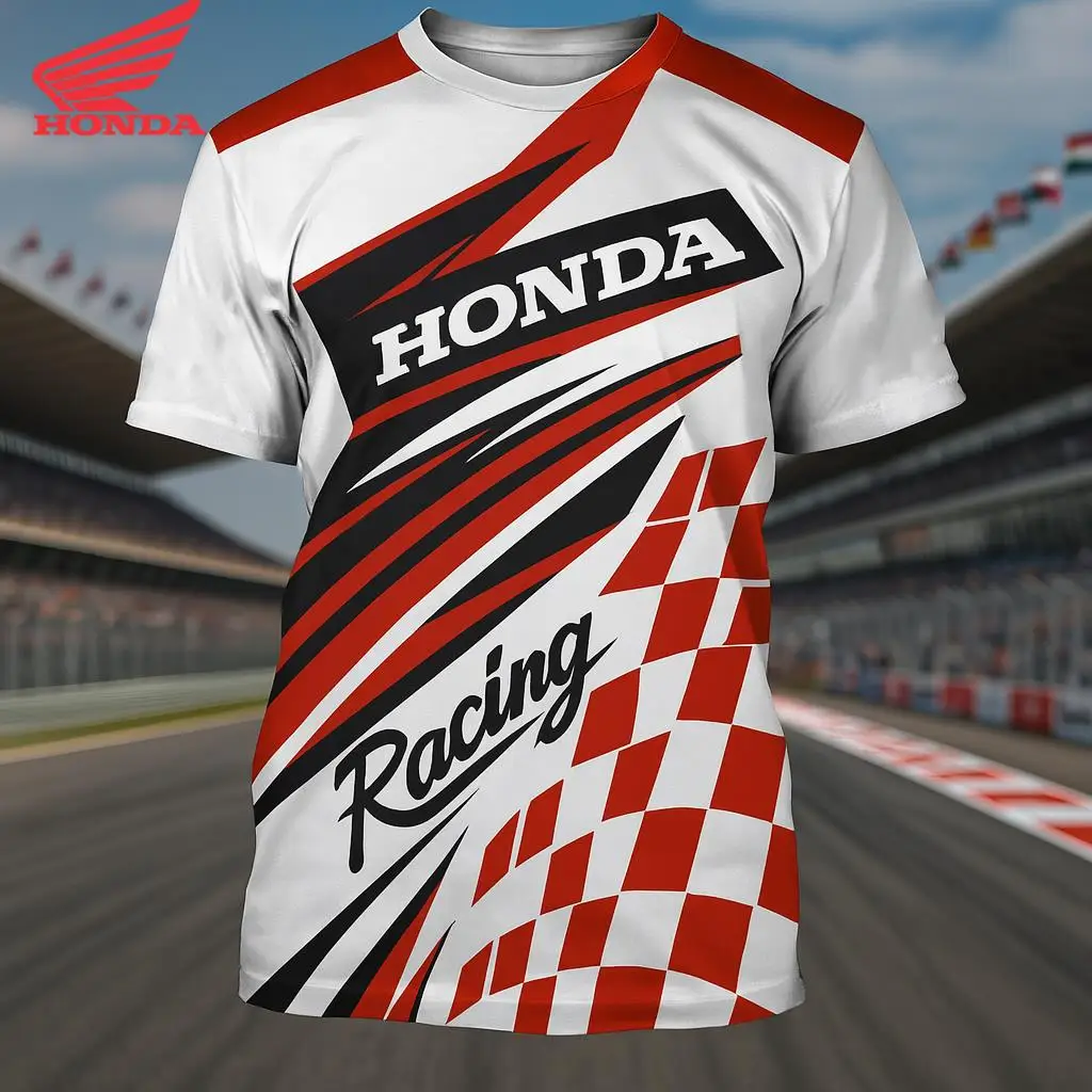 혼다 여름 스트리트 스타일 오토바이 티셔츠 남성용 패션 힙합 레이싱 디자인 반소매 저지 데일리 캐주얼웨어