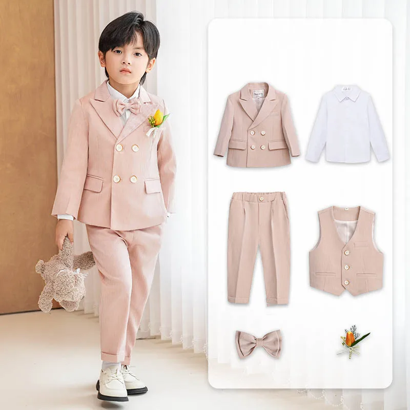 OLEKID Kinderanzug für Jungen, Hochzeitsanzug im britischen Gentleman-Stil, Weste und Hose, Klavier- und Bühnenkostüm für Jungen von 1-10 Jahren, grünes Auftrittsoutfit – Detail 29