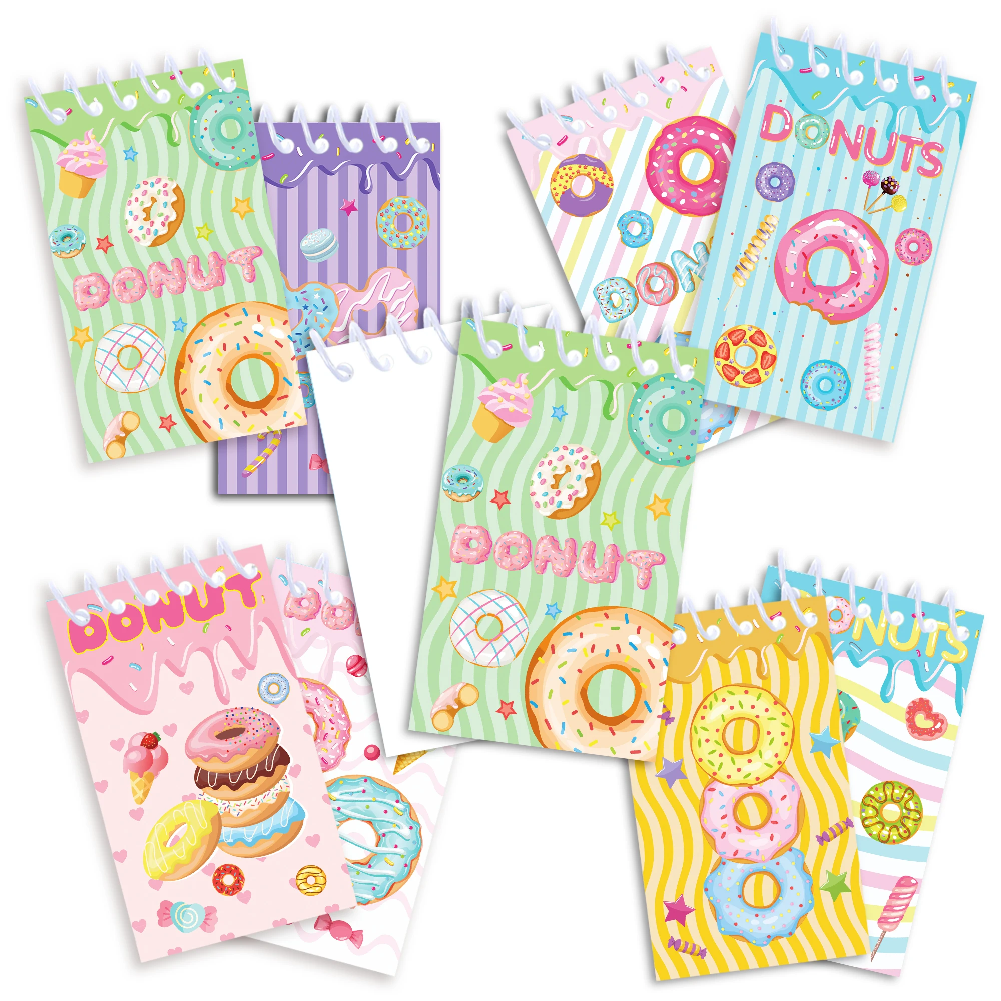 128 Seiten Donut-Muster Mini-Spiral-Taschen-Notizbücher, Notizblock, Spulen-Broschüre, Notizblöcke für Büro, Schreibwaren, Schultagebücher – Detail 7
