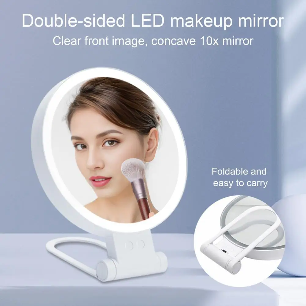 Lighted Makeup Mirror 5/10/20/30X Magnifying Double-sided Cosmetic Mirror USB Rechargeable Adjustable Brightness Vanity
