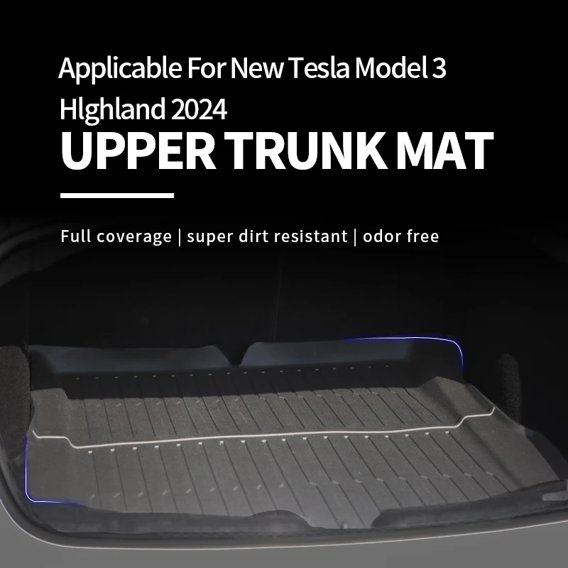 Car floor mats,floor mats Floor Mats for New Tesla Model 3 Highland TPE Waterproof Wear-resistant Luggage Mat Foot Pads Rear Trunk Mats Accessories