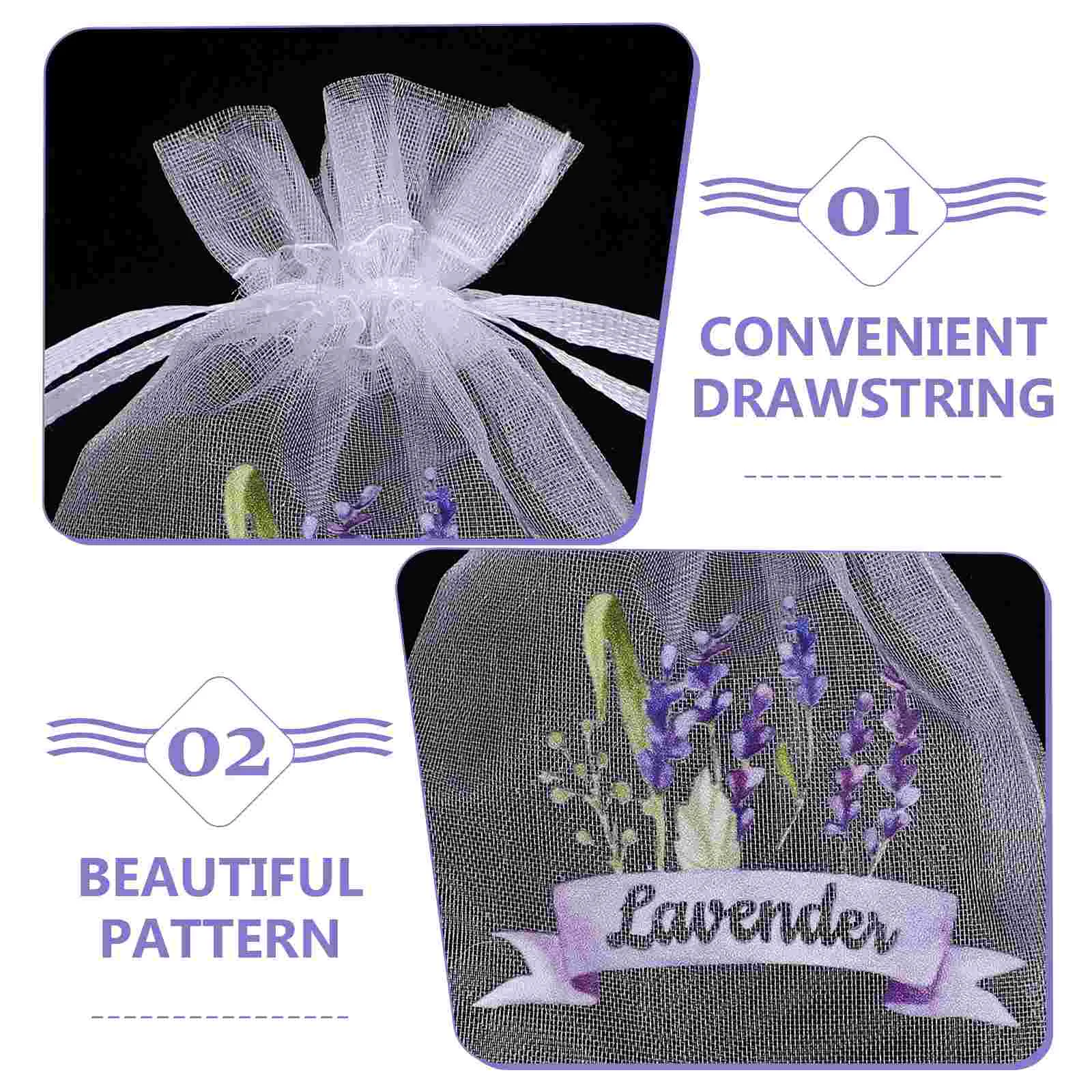 20 Pcs Empty Sachet Bag Lavender Bags for Drawstring Small Mesh Gauze Pouches Sachets