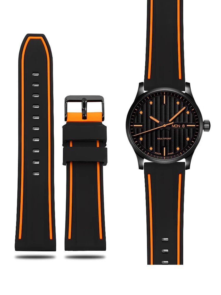 Per Meidou Timone Arancione Timone Navigator M005 Cinturino Per Orologio In Silicone Nero Da Uomo Omega Joint Name Swatch Cinturino Universale