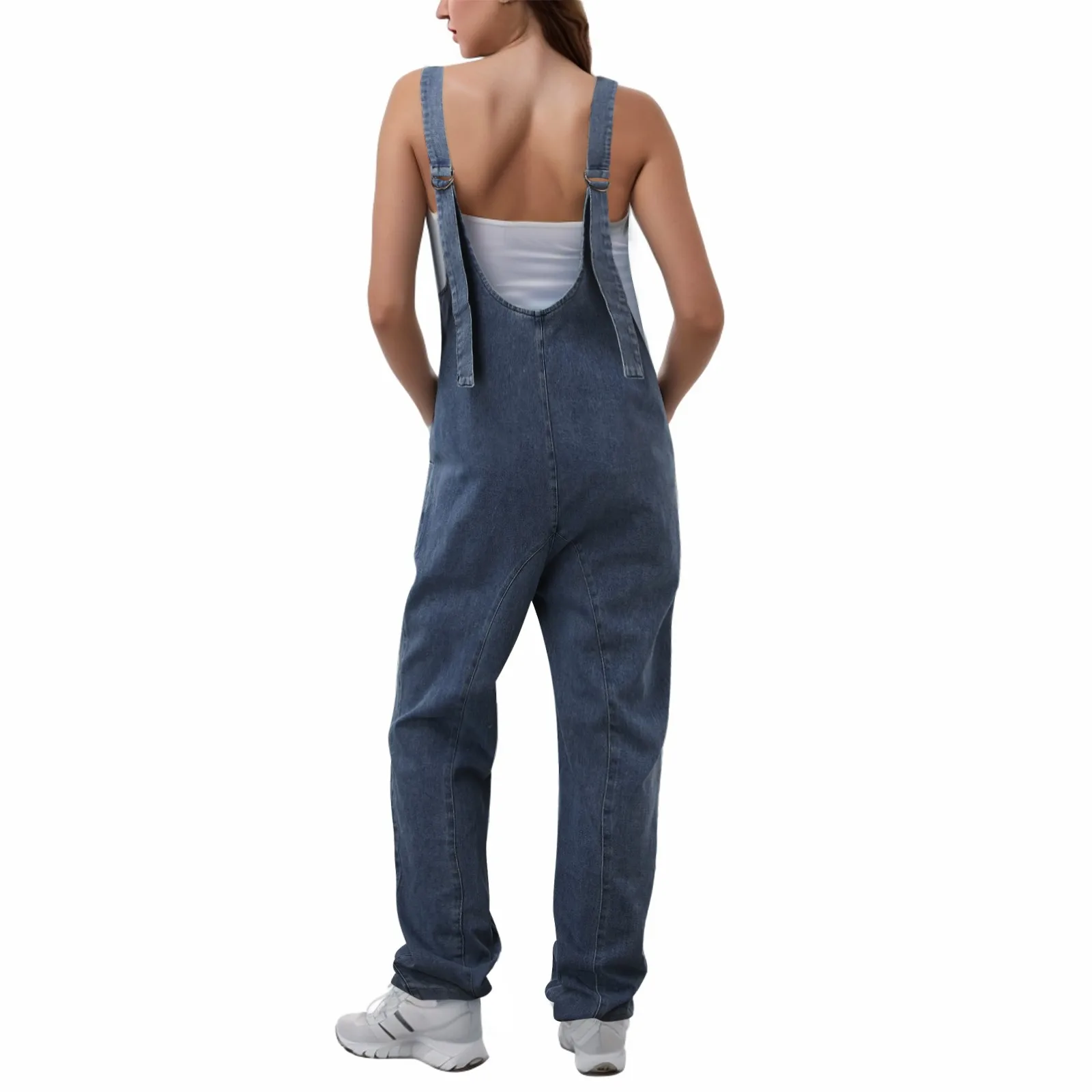 

High Roller Denim Jumpsuits For Women Casual Sleeveless Loose Overalls Jeans Pants With Pockets Fall Casual Jumpsuits for Women