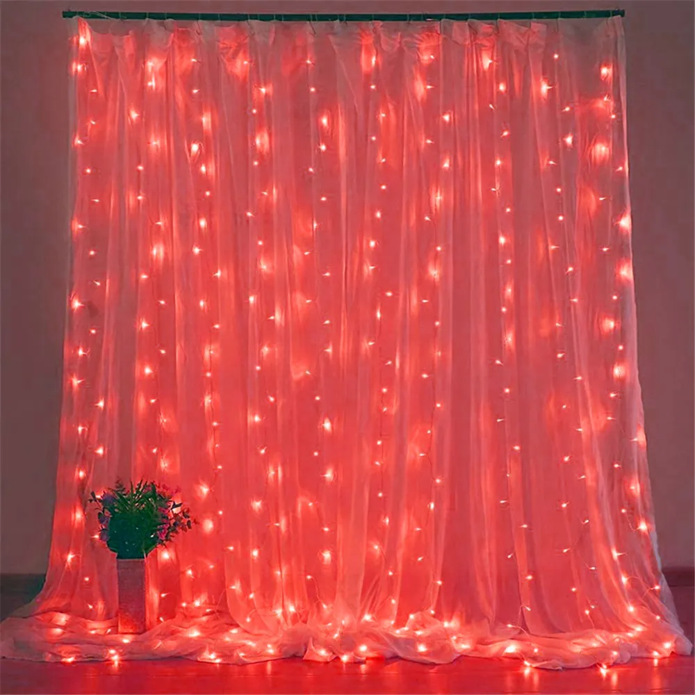 thumbnail image 1 of Cadena de luces LED para cortina de 6/3 m, decoración con USB, 8 modos, para el hogar, fiestas de Navidad, Año Nuevo, bodas, Navidad 2024, adornos, 1 of 5