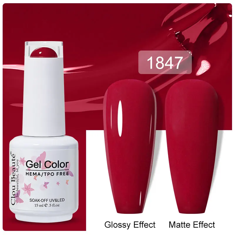 Clou Beaute 15ml Black Red Semi-Permanent Gel Nail Polish