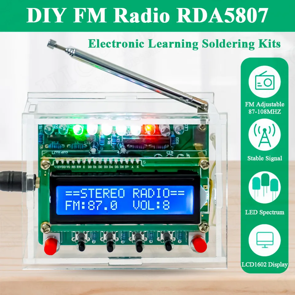 Kit Fai-da-te per Modulo Radio FM Trasparente 87-108 MHz per L