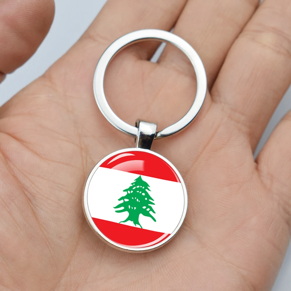 Lebanon Flag Keychains Glass Rhinestone Wings Pendant Key Chain Patriot Souvenir Jewelry Accessory Lebanon Flags Keyring Gifts