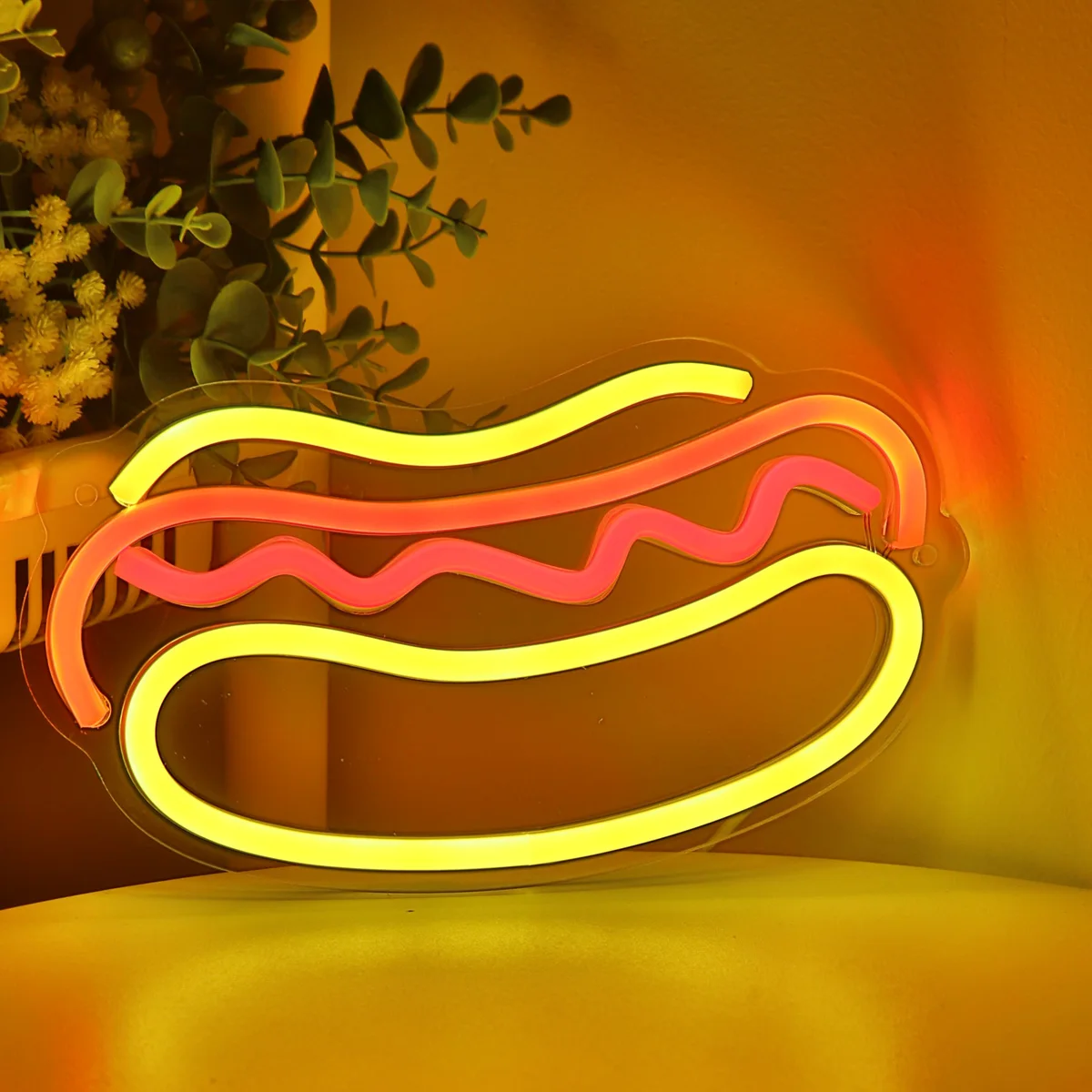 1PC Super Bright 5V Hot Dog Wall LED Neon Sign Night Light For Restaurant Shop snack bar Kitchen Decoration 9.13''*6.06''