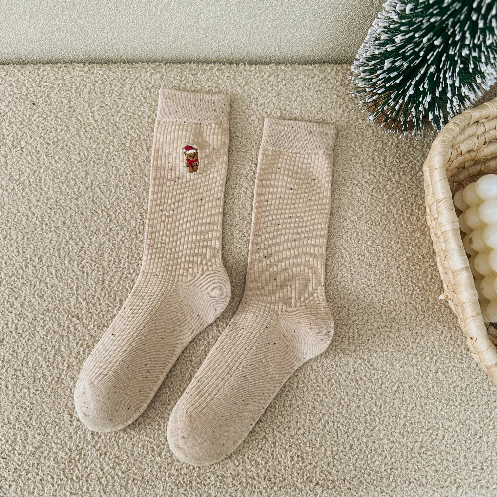 Niedliche Cartoon-Tier-Socken mit Polka Dots und Schneemann-Stickerei, Trendige Damen-Plüschsocken, Weihnachtsgeschenk – Detail 31