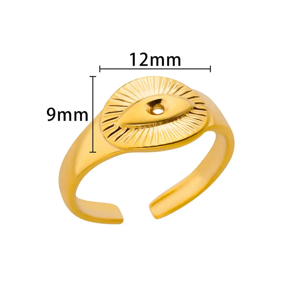 Stainless Steel Eye Rings Gold Color Open Geometric Ring 2024