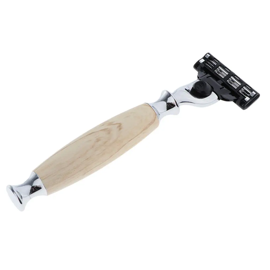 Safety Razors Bamboo Wood Handle Durable Men Shaving Machine Grooming Kit for Professional and Personal Care