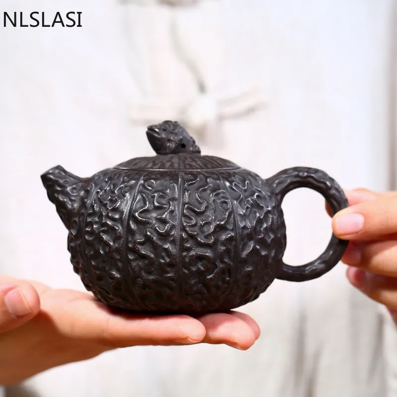 

Yixing tea pot purple clay filter Xishi teapots beauty kettle Raw ore black mud Tea set Customized Tie Guanyin Puer 240ml