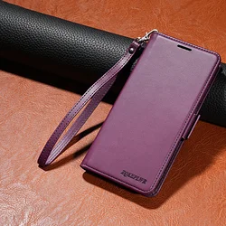Leather Wallet Case with Card Slot and Magnetic Flip Closure for Galaxy A12 M12 (Wine red)