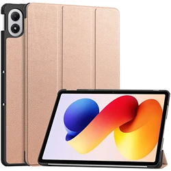 PU Leather Tri - Folding Magnetic Stand Cover for Redmi Pad 2 Pro 12.1 (Rose Gold)