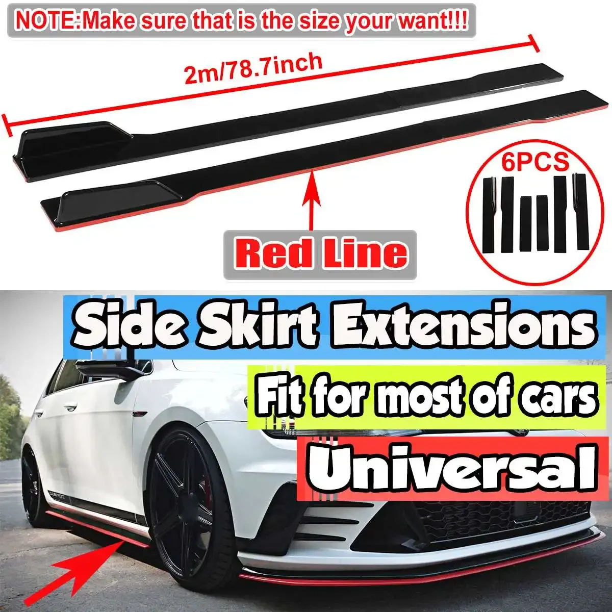 

2m Side Skirts Rocker Diffuser Winglet Wings Universal For Ford FOCUS For Chery Tiggo8 Tiggo7 For Skoda Karoq For Creta Body Kit