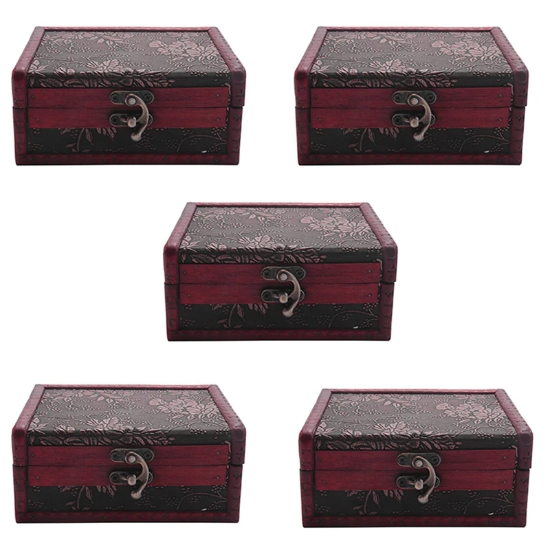 

Promotion! 5X Treasure Box Treasure Chest For Gift Box,Cards Collection,Gifts And Home Decor