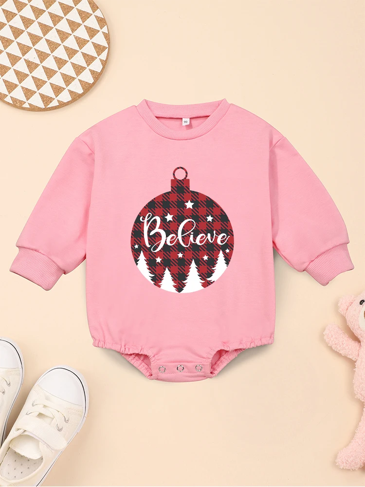 

Believe Christmas Baby Girl Clothes Aesthetic Long Sleeve Romper Xmas Fashion Trend Newborn Boy Bodysuit Festival Vibe Onesie